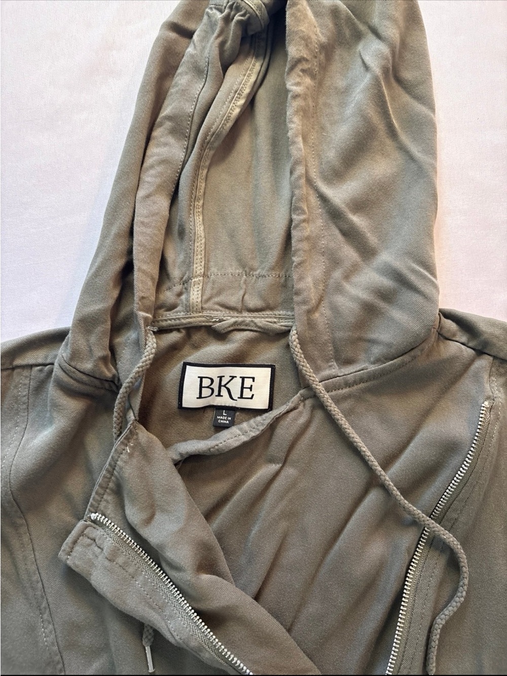 BKE Olive Green Hooded Sleeveless Utility Vest - Picture 2 of 3